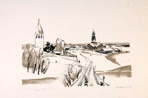 Судаков Владимир Михайлович. Пейзаж с церковью